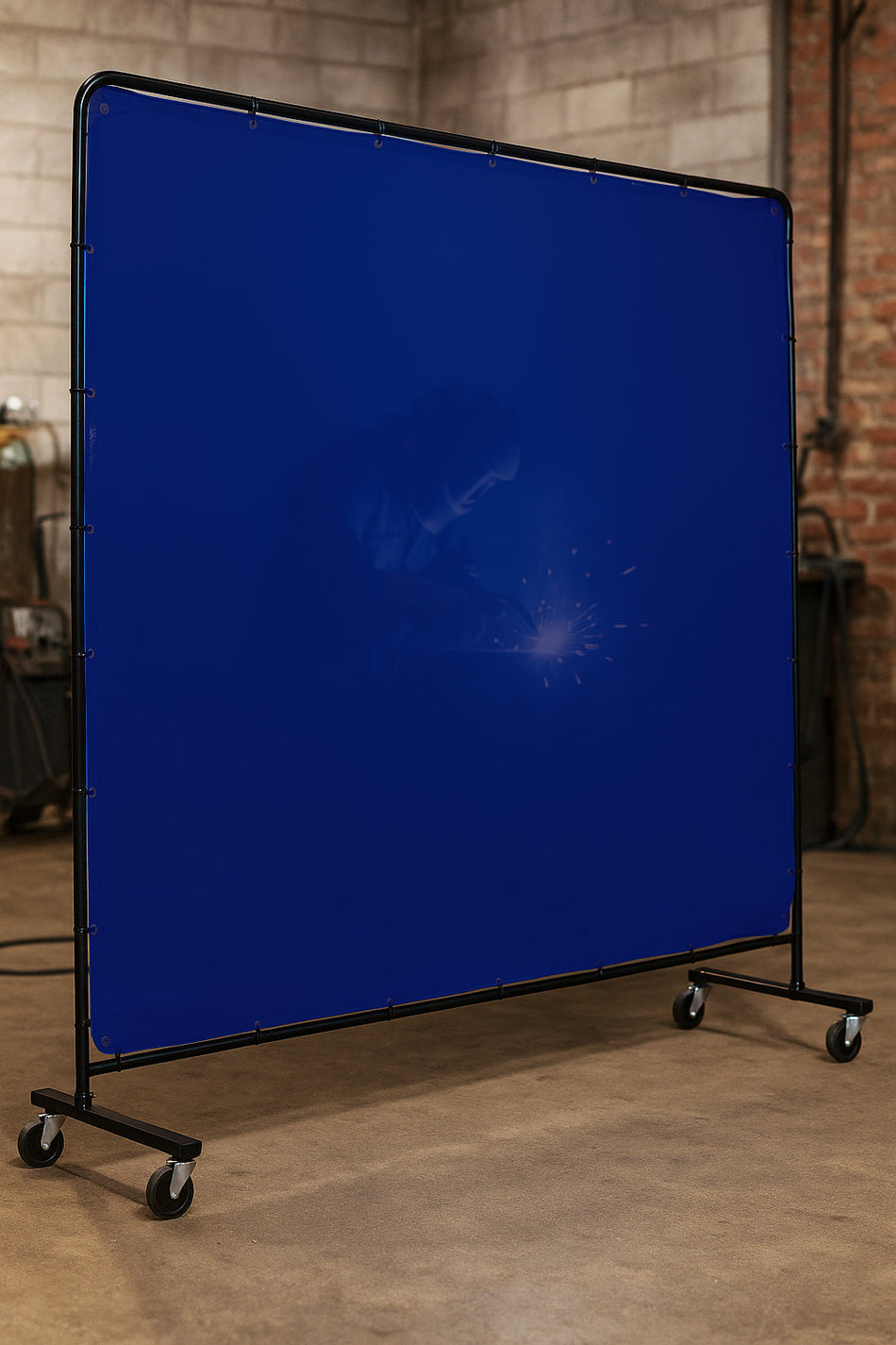 Pantalla de soldadura con marco 6'x6' (1.83m x 1.83m) azul semitransparente