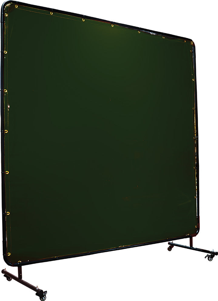 Pantalla de soldadura con marco 6'x6' (1.83m x 1.83m) verde oscuro semitransparente