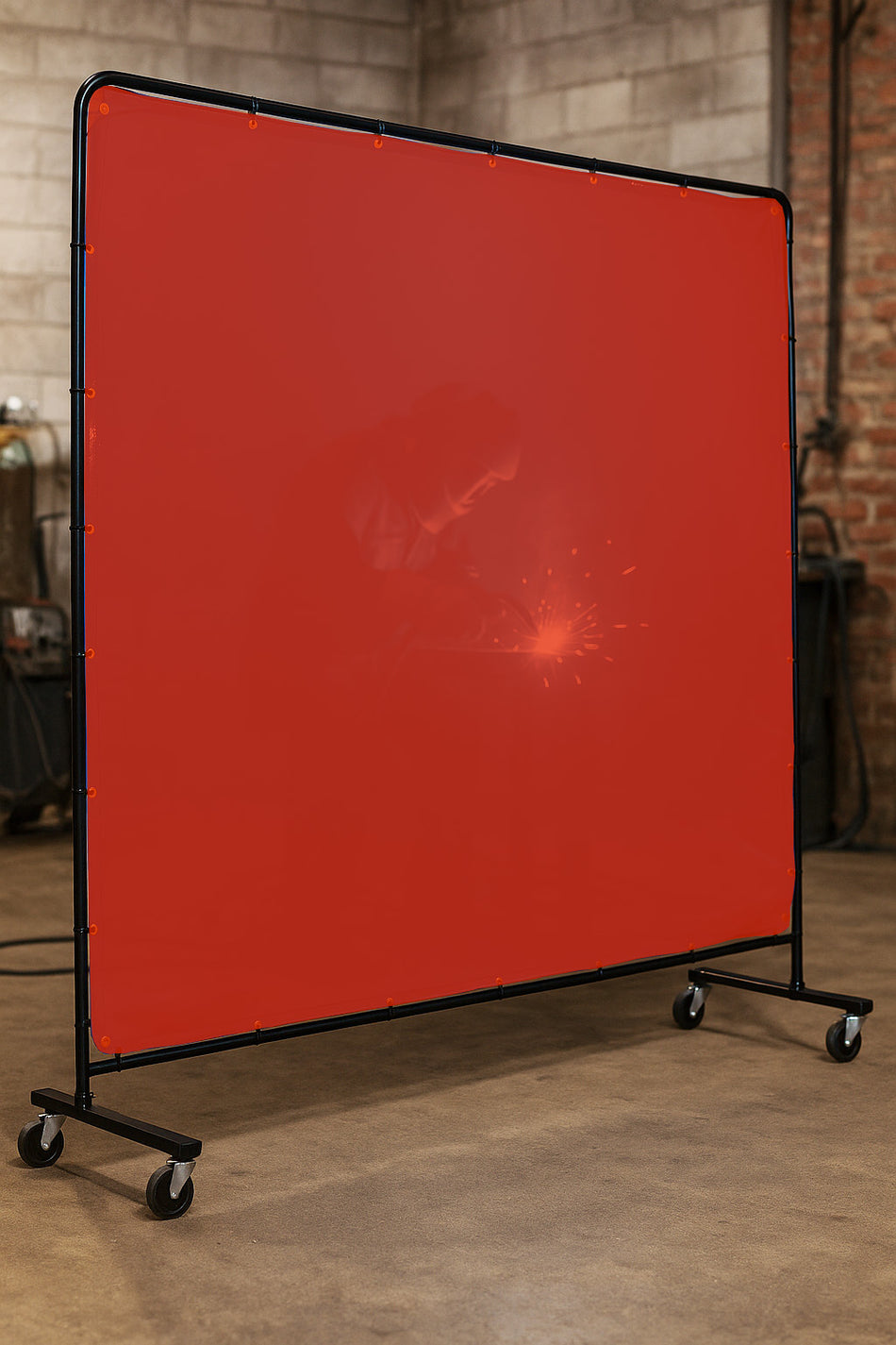 Pantalla de soldadura con marco 6'x6' (1.83m x 1.83m) naranja semitransparente