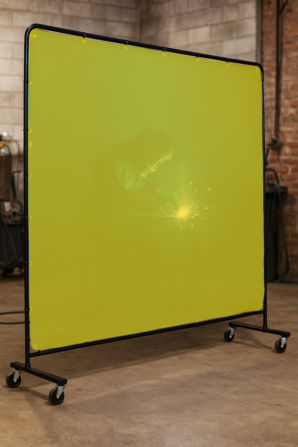 Pantalla de soldadura con marco 6'x6' (1.83m x 1.83m) amarillo semitransparente