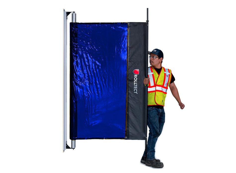 RollTect™ Pantalla retráctil para soldadura – 5.5’ x 20’ (1.67m x 6.09m) azul semitransparente