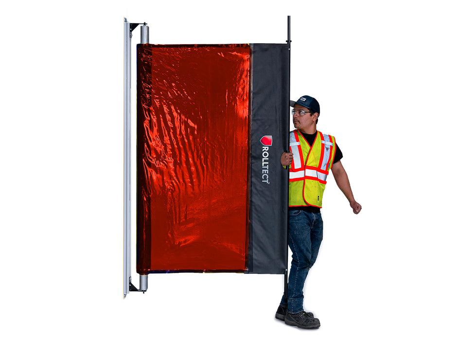 RollTect™ Pantalla retráctil para soldadura – 5.5’ x 20’ (1.67m x 6.09m) naranja semitransparente