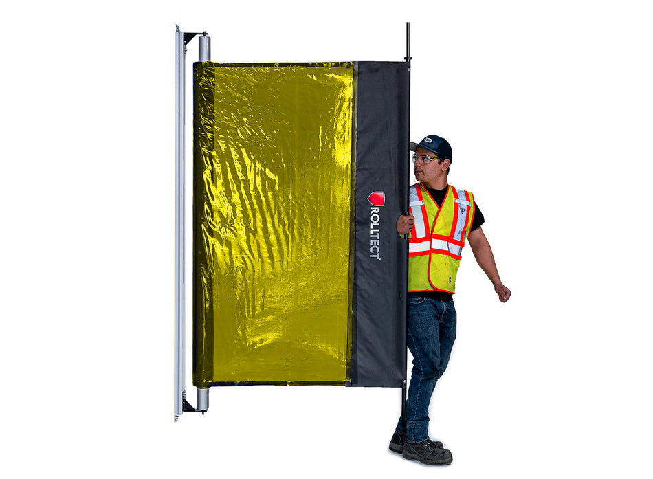 RollTect™ Pantalla retráctil para soldadura – 5.5’ x 20’ (1.67m x 6.09m) amarillo semitransparente