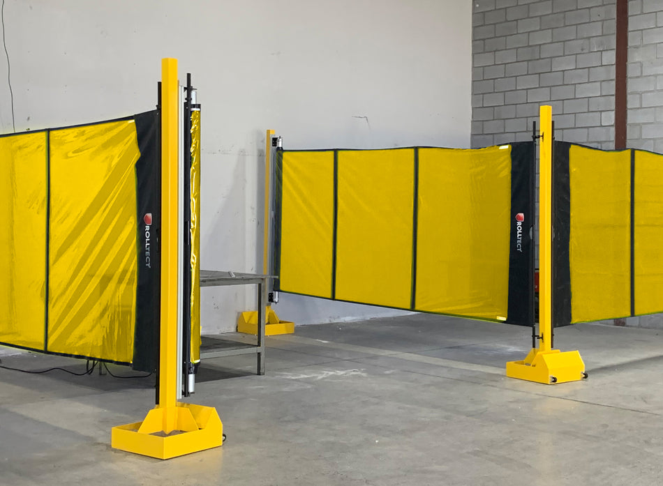 RollTect™ Pantalla retráctil para soldadura – 5.5’ x 20’ (1.67m x 6.09m) amarillo semitransparente
